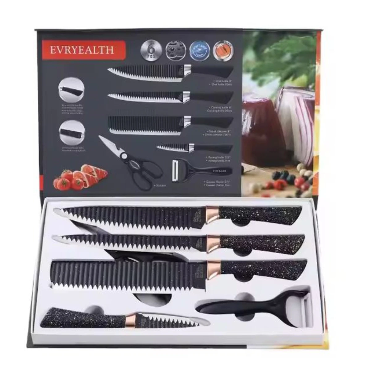 Sartén 4 puestos + juego cuchillos X6 3