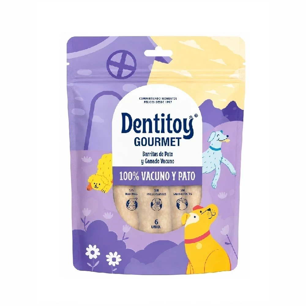 Snacks Deshidratados Para Perros Barritas De Pato Y Ganado Vacuno X 6 Unidades