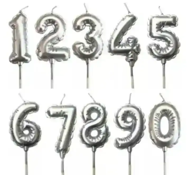 Vela globito metalizada 10 cm numero  2