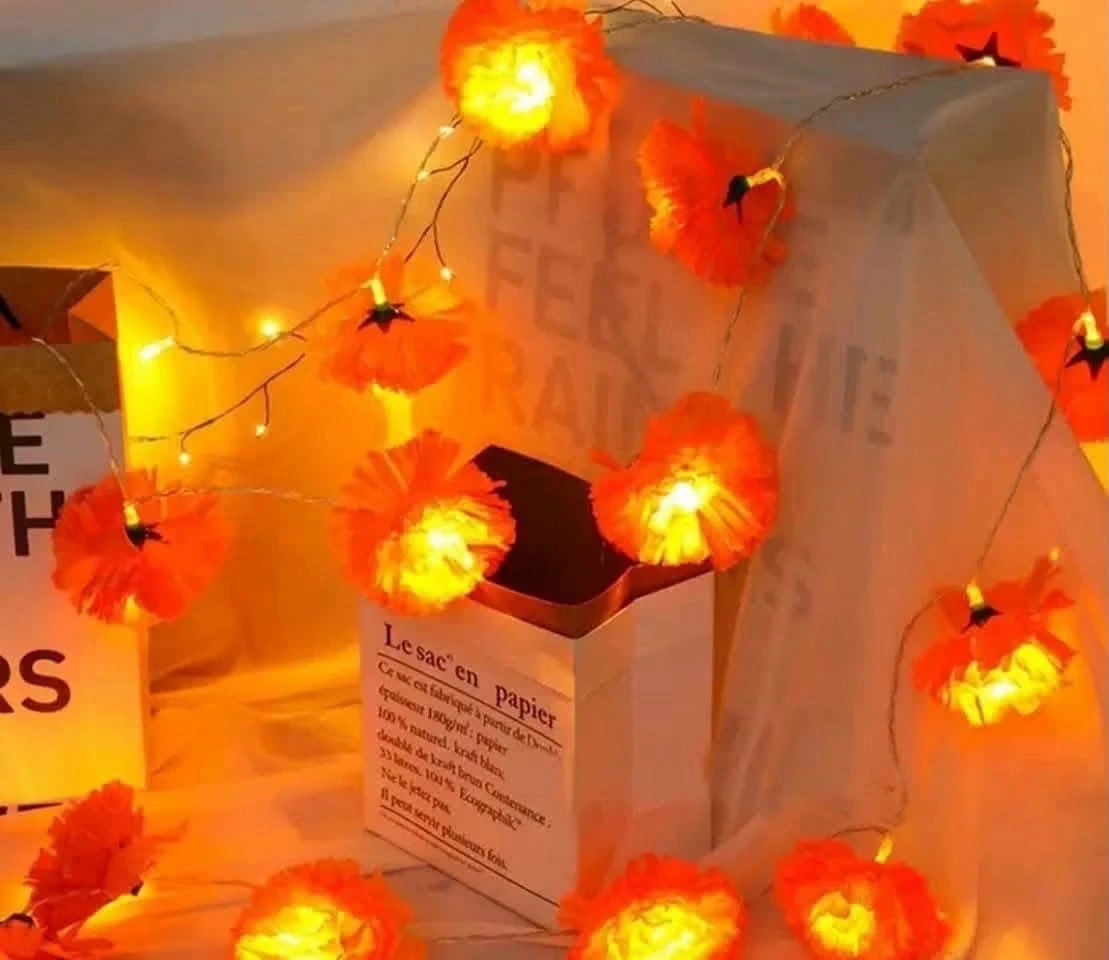 Guirlanda de Luces LED Flor de Cempasúchil (2.5 m) – Ideal para Ofrenda de Día de Muertos 3