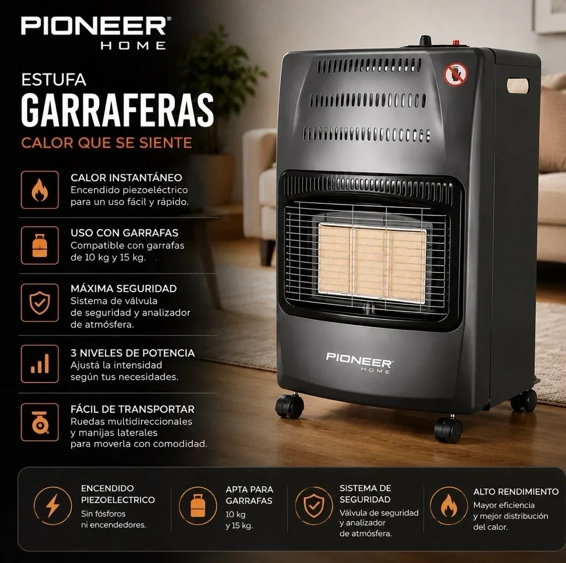 ESTUFA GARRAFERA PLEGABLE PIONEER