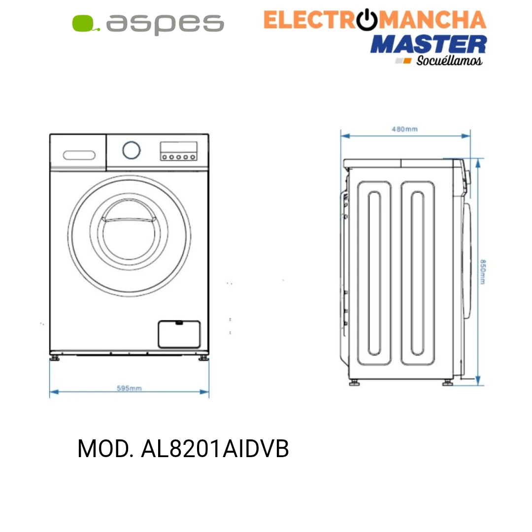 LAVADORA ASPES AL8201AIDVB 8 KILOS 1200 RPM  CLASE A 7