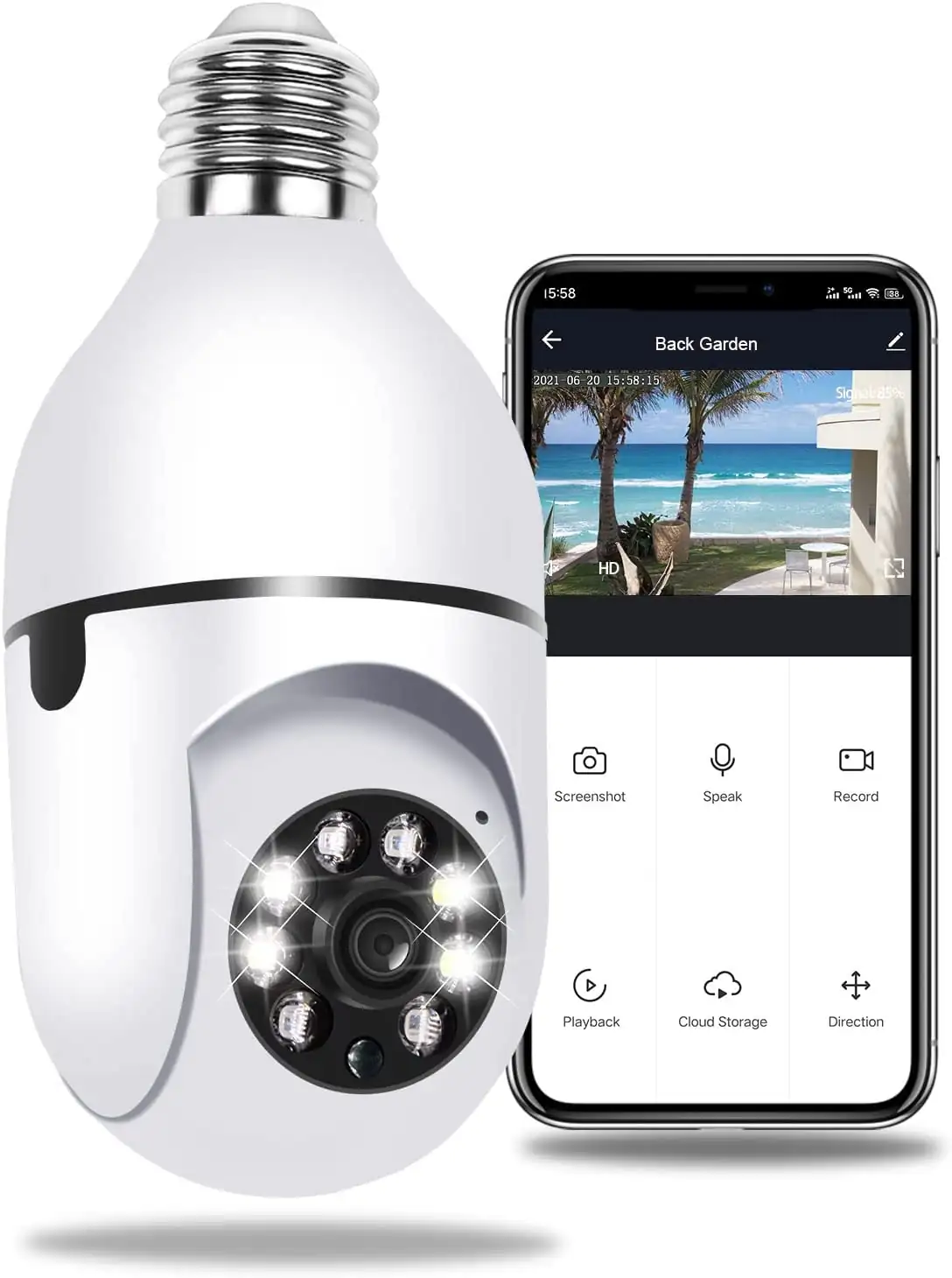 CAMARA DE SEGURIDAD WIFI TIPO FOCO INTERIORES 4