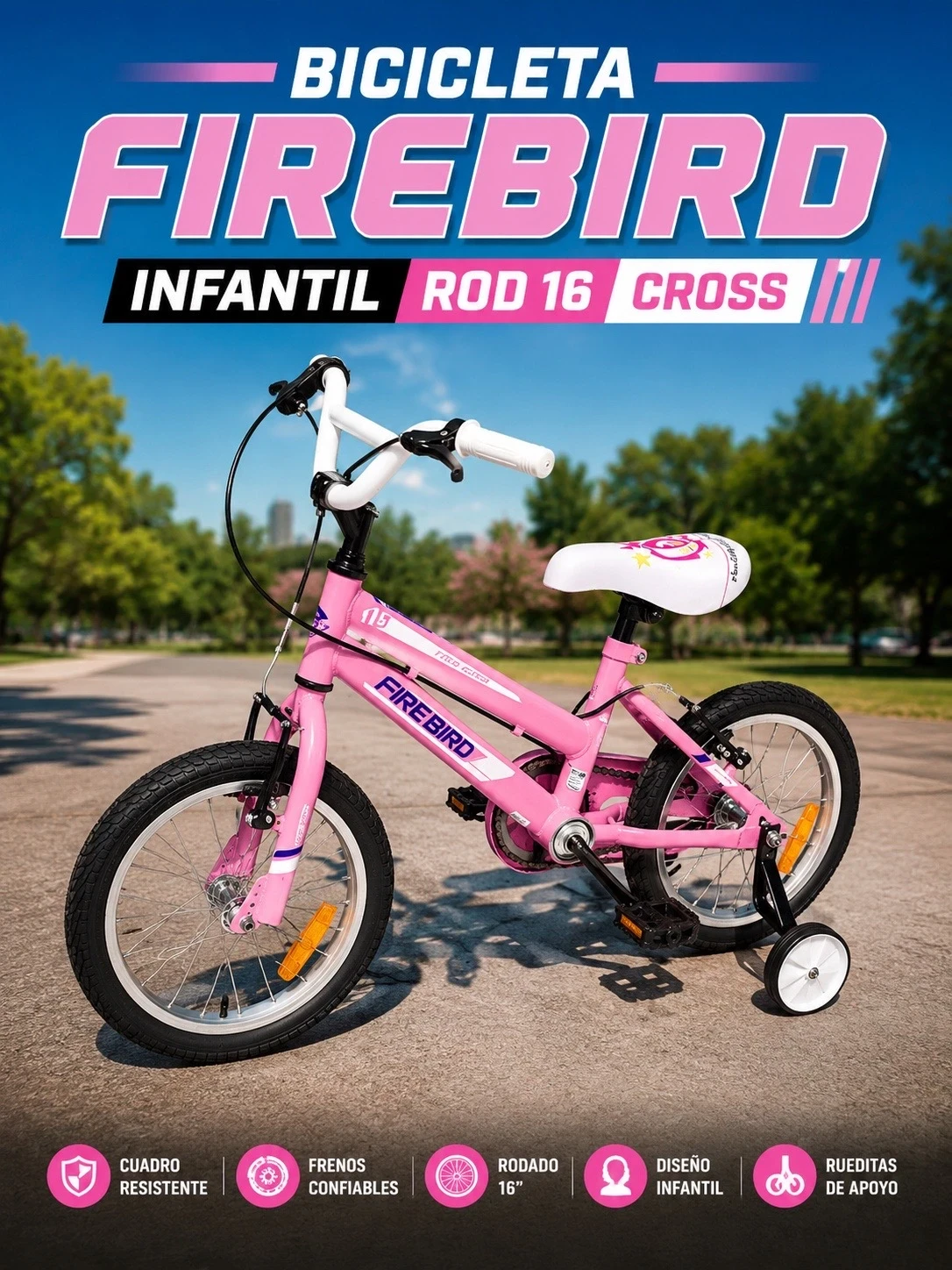 BICICLETA FIREBIRD ROD 16 CROS INFANTIL ROSA