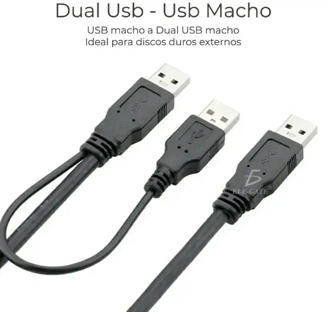 5 Pzs Cable Con Entrada A USB Y A Salida 2 USB 2.0 Macho 3