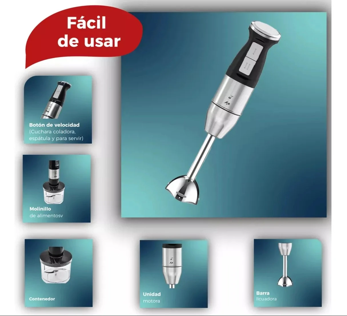 Multiprocesadora con batidora de mano EXTRA TECH 2