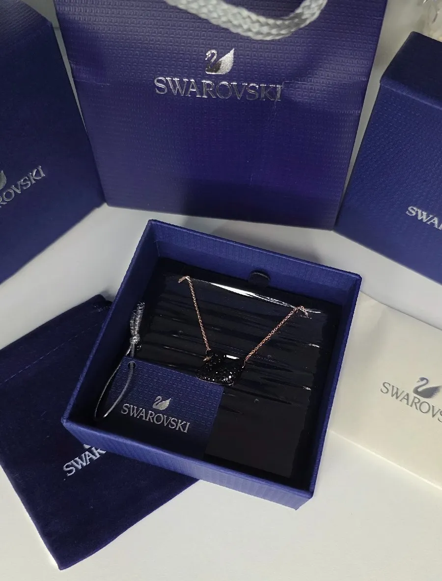swarovski black Swan rose gold necklace  3