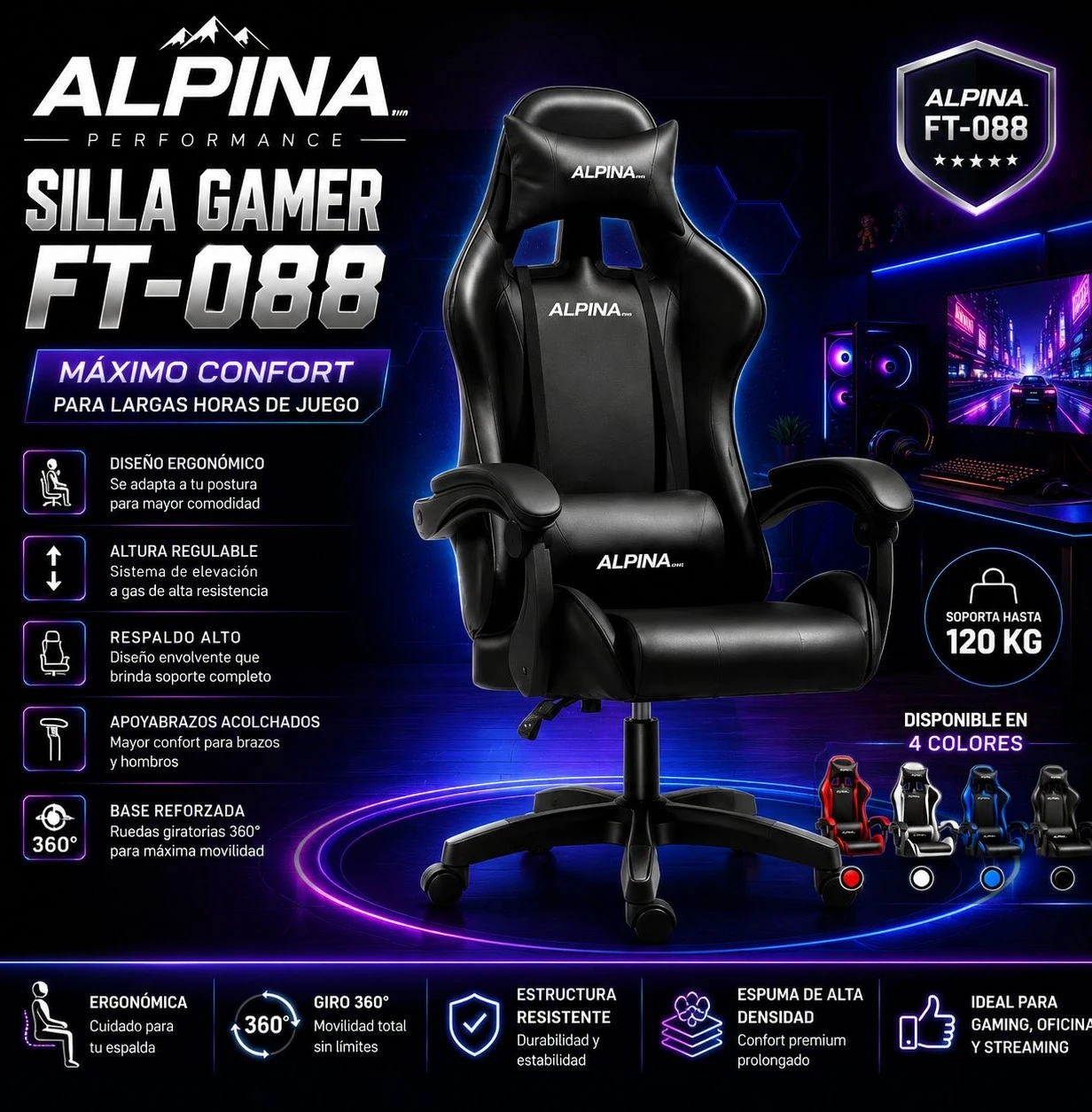 SILLA GAMER ALPINA FT-088