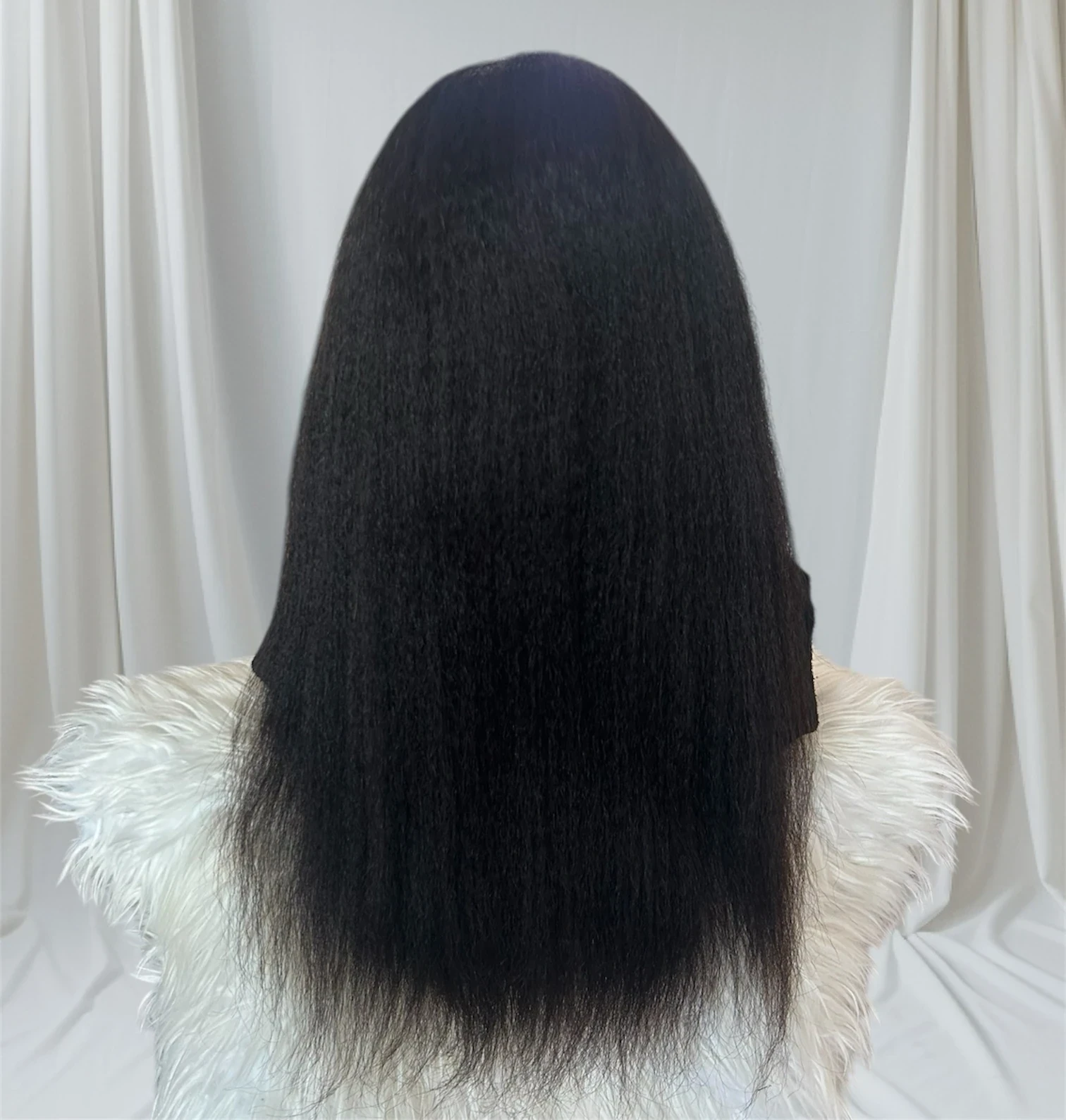 Peluca cabello humano yaki con diadema de 20 pulgadas  3