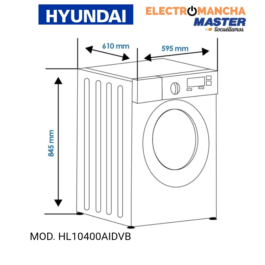 LAVADORA HYUNDAI HL10400AIDVB 10 KILOS 1400 RPM. A  9