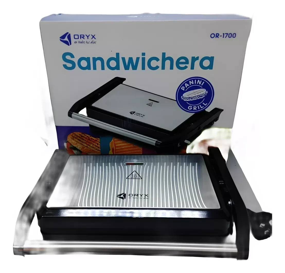 Sandwichera Oryx Panini Grill Plateada Nuevo Modelo