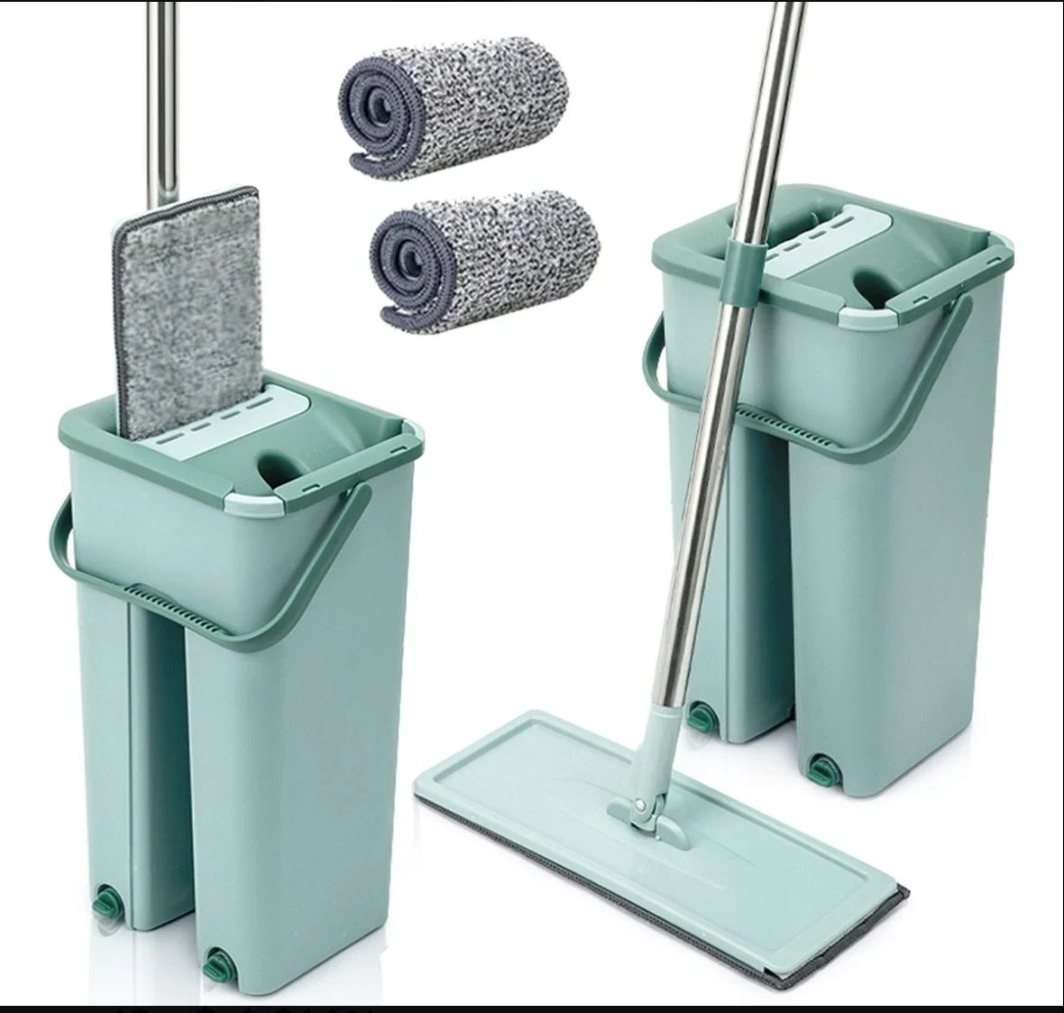 TRAPEADOR BALDE ESCURRIDOR 2 MOPAS PAÑOS PLANO 