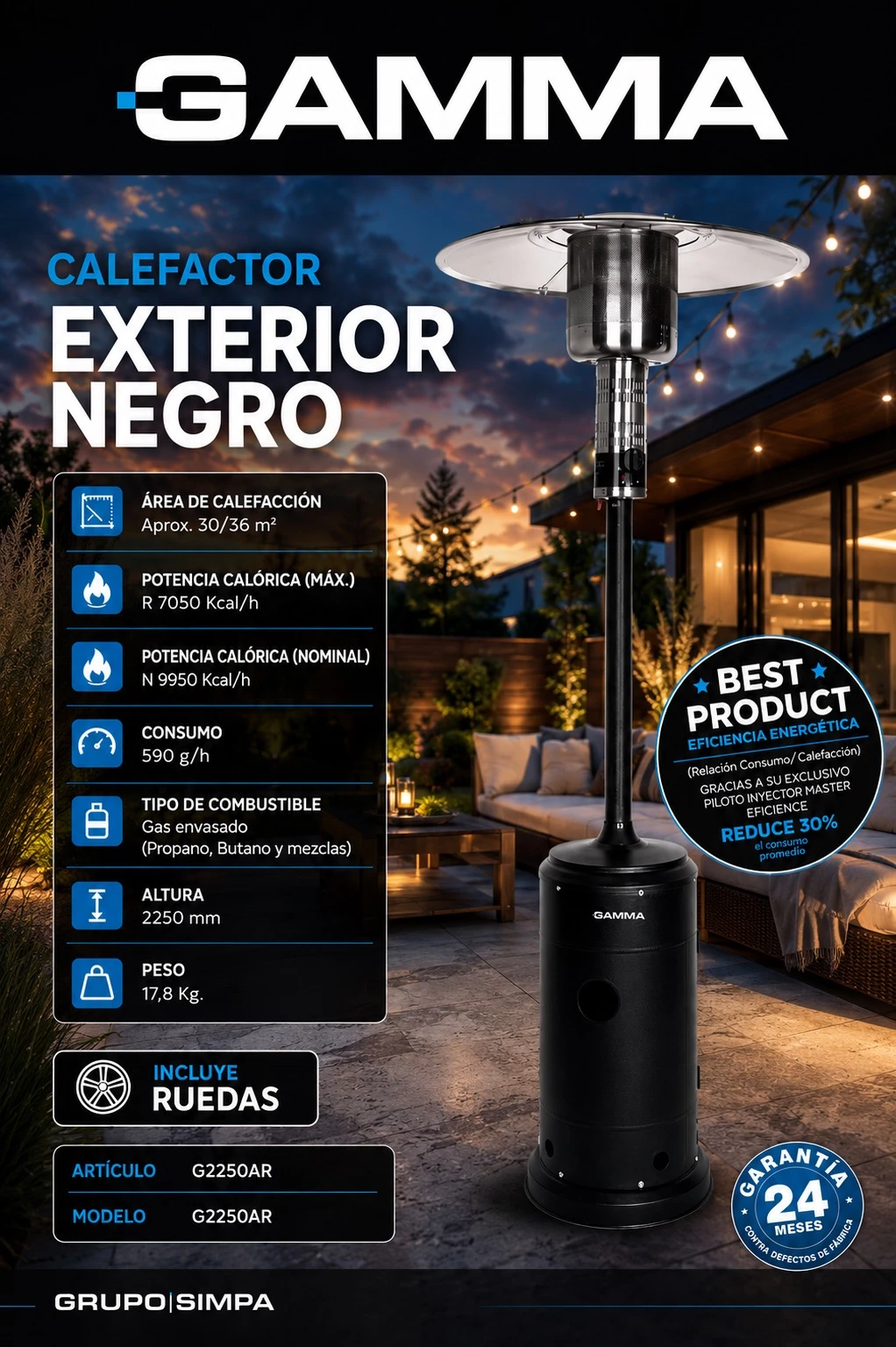 CALEFACTOR EXTERIOR HONGO GAMMA 
