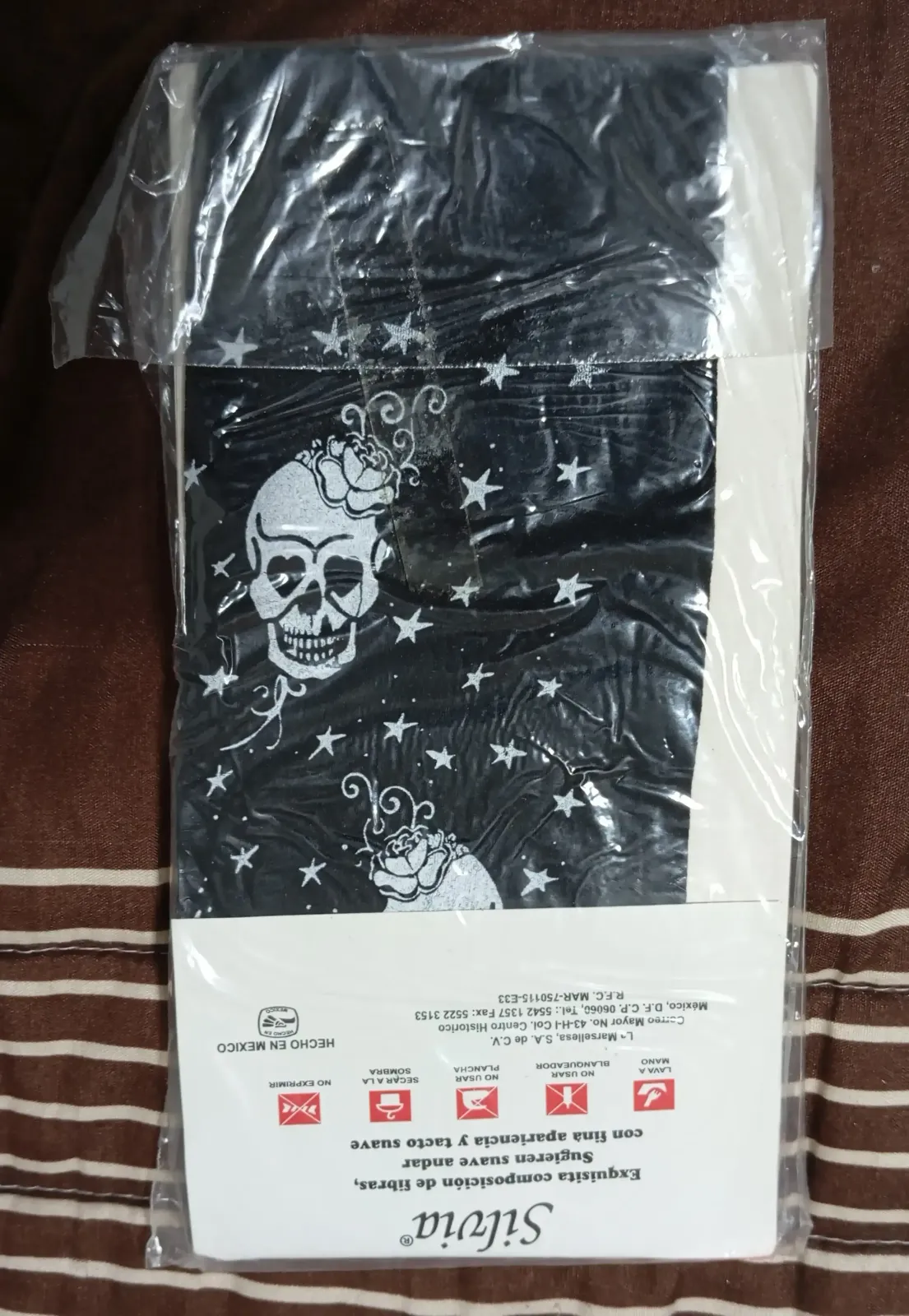 Malla lisa de nylon delgadas Silvia 1-3 años estrellas con calaveritas