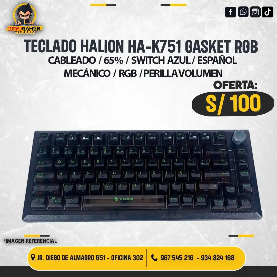 TECLADO MECÁNICO HALION HA-K751 GASKET RGB