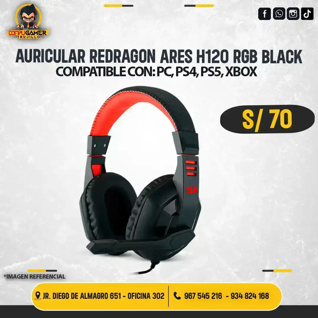 AURICULAR ARES H120 RGB BLACK