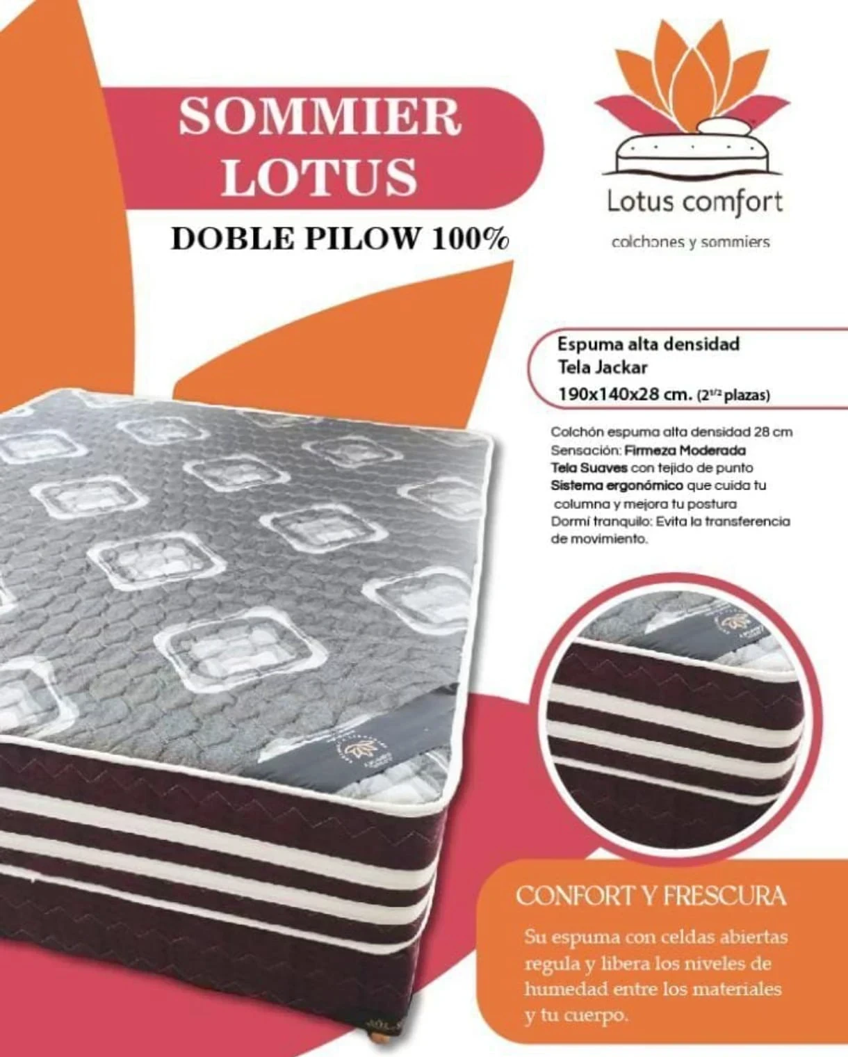 SOMMIER REFORZADO DOBLE PILLOW 2 PLAZAS 