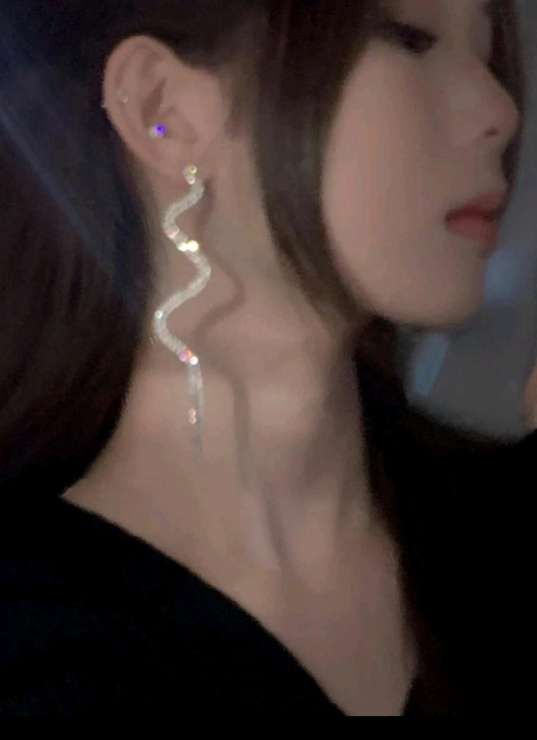 Aretes largos forma de serpiente 6