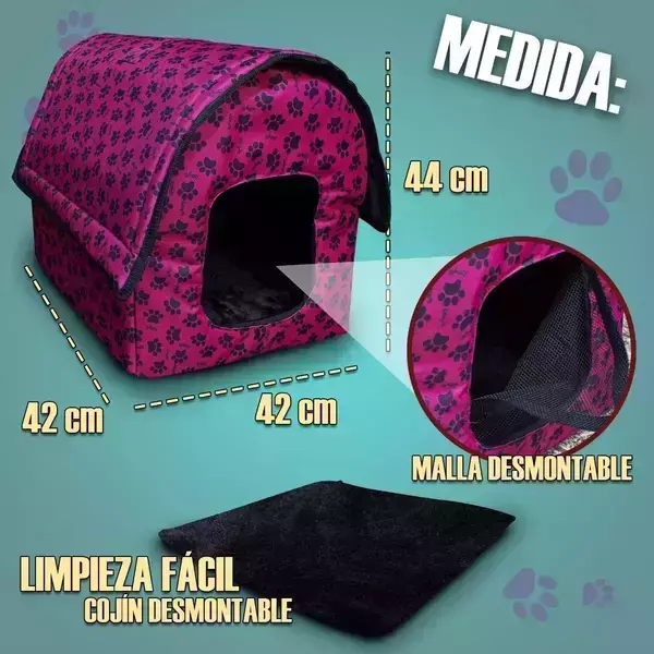Cama para perro chico color rosa  2