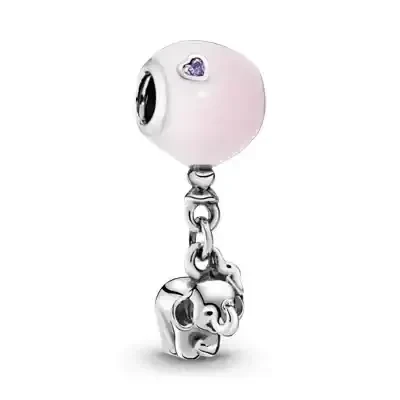 Charm Elefante y Globo Rosa