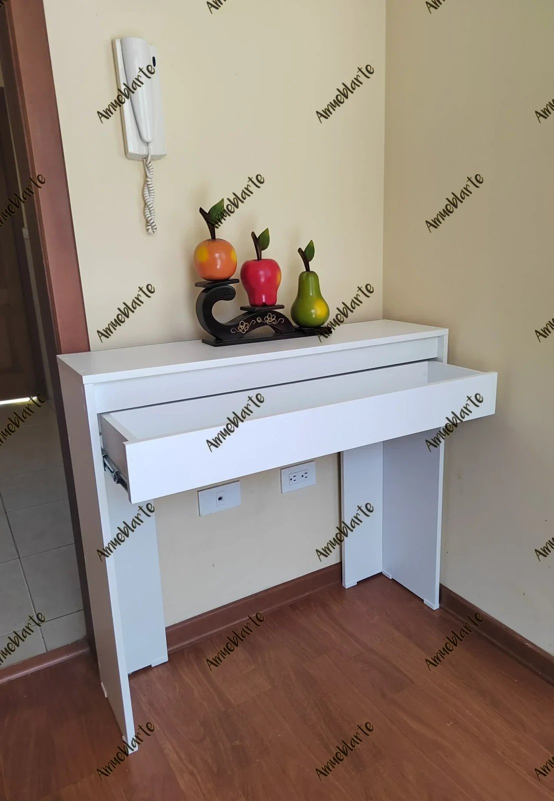 Recibidor blanco con cajón  8