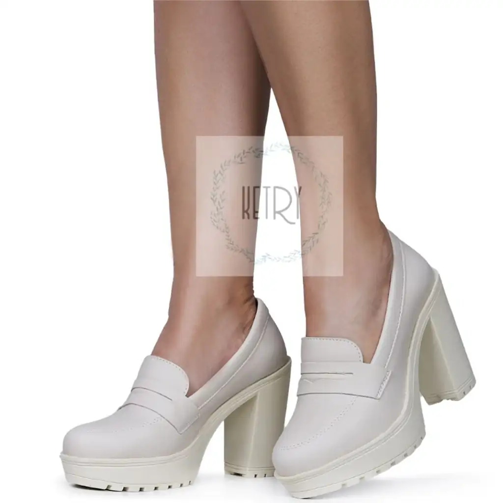 Mocassim Oxford Salto Alto Tratorada  3