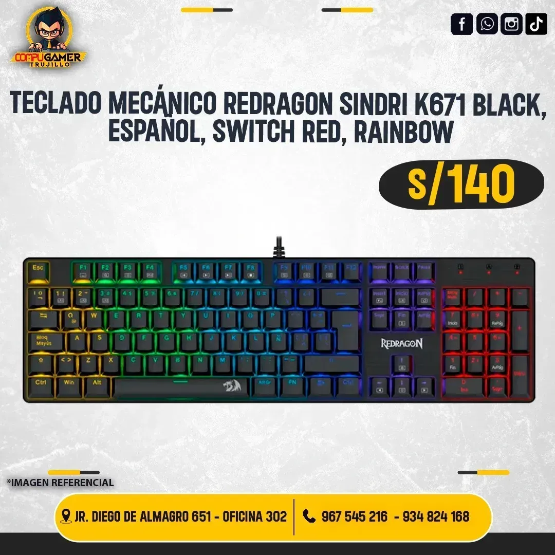 TECLADO MECÁNICO REDRAGON SINDRI K671 BLACK 