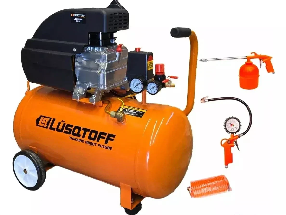 Compresor Aire 2,5 Hp 50 Litros Lts Lusqtoff Lc-2550bk +kit