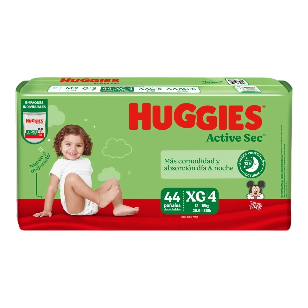 HUGGIES  ACTIVE SEC TALLA XG 