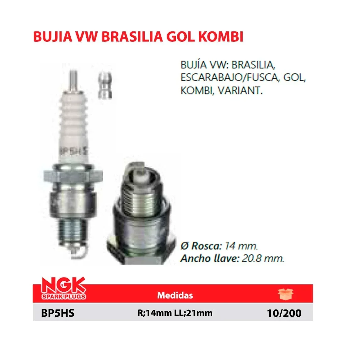 BUJIA VW BRASILIA GOL KOMBI R;14mm LL;21mm