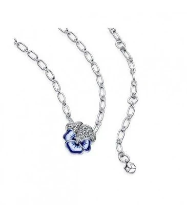 Collar Flor Pensamiento Azul 2
