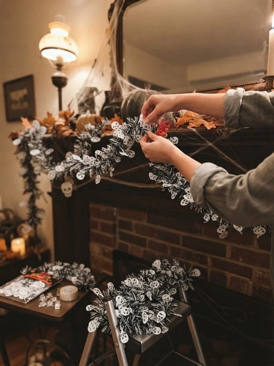 ESCARCHA DECORADA CON CALABAZAS O CRANEOS 2m aproximadamente 