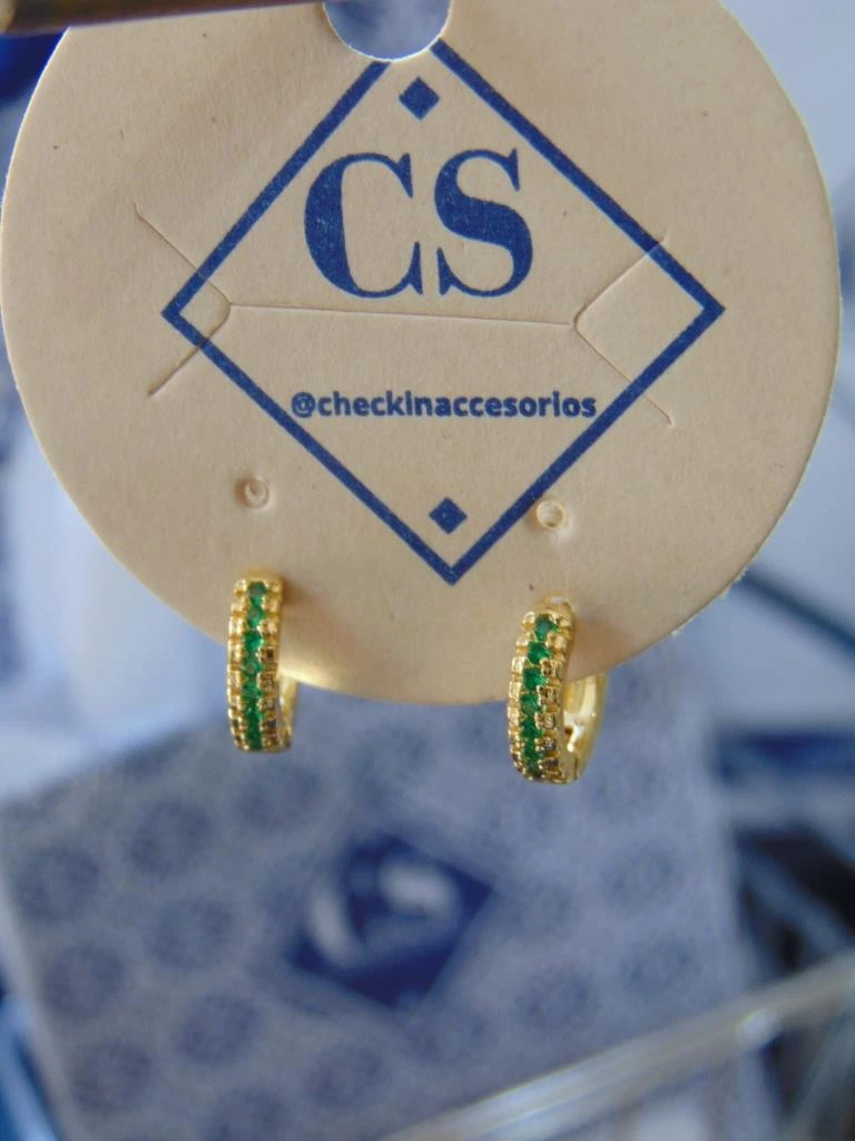 CANDONGAS RODIO DOR LINEA CIRCONES VERDE 1CM 3