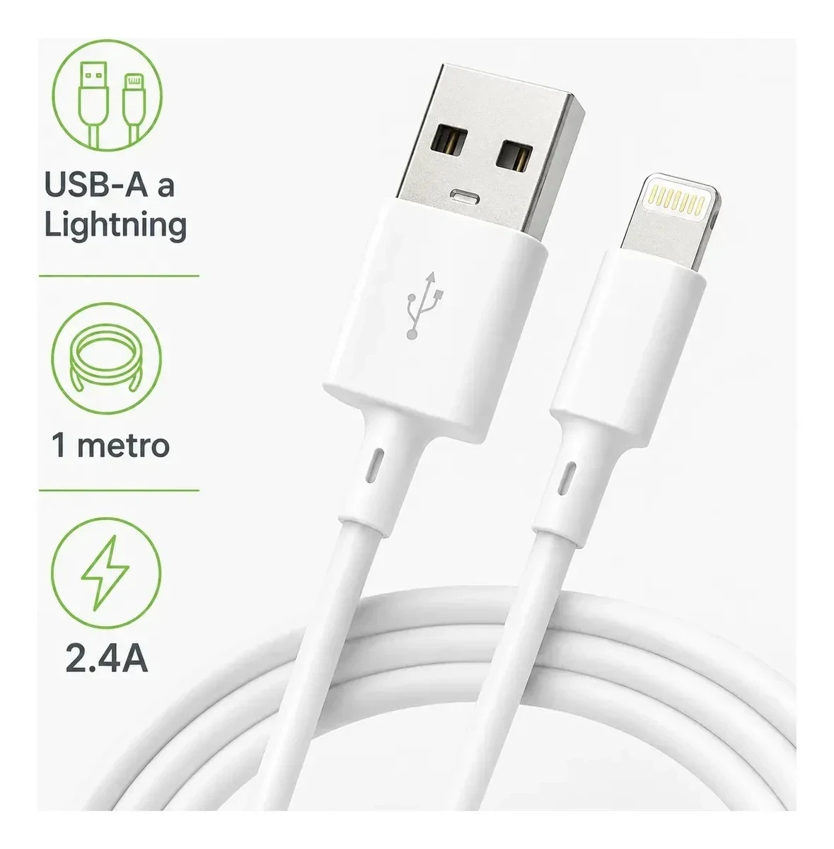 Cable Usb A a Lightning Para Iphone Y Ipad Carga Y Datos 2