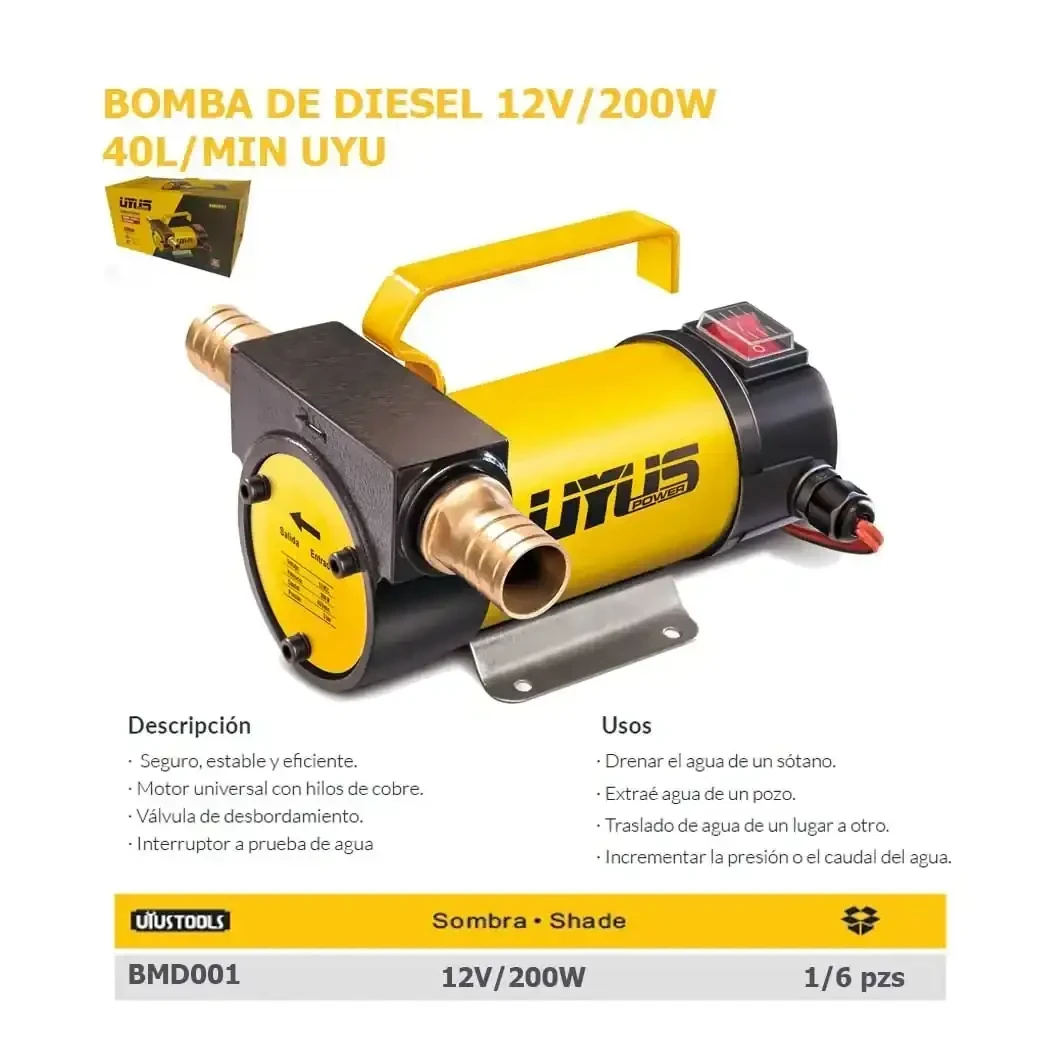 BOMBA DE DIESEL 200W UYUST 12V 40L/Min. **