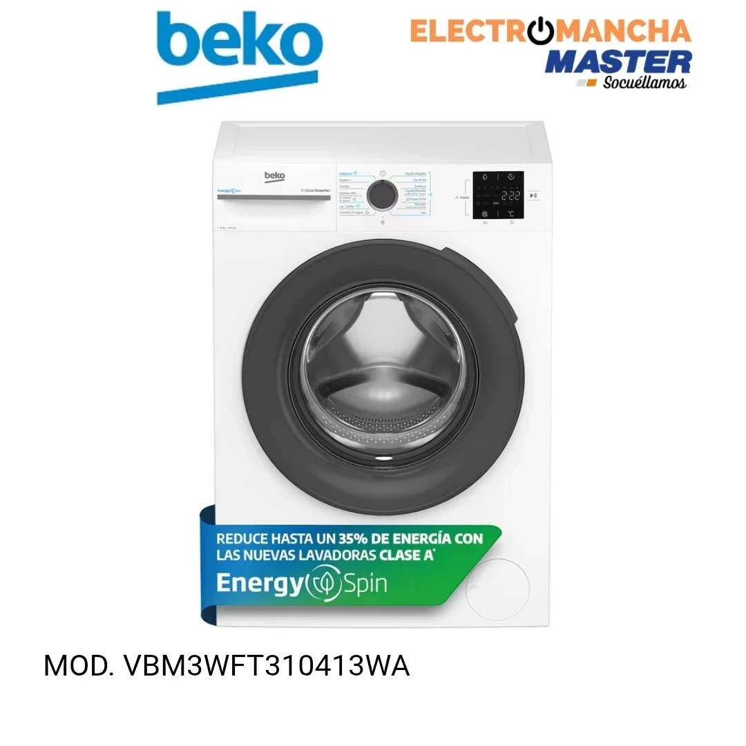 LAVADORA BEKO VBM3WFT310413WA 10 KILOS 1400 RPM. A  2