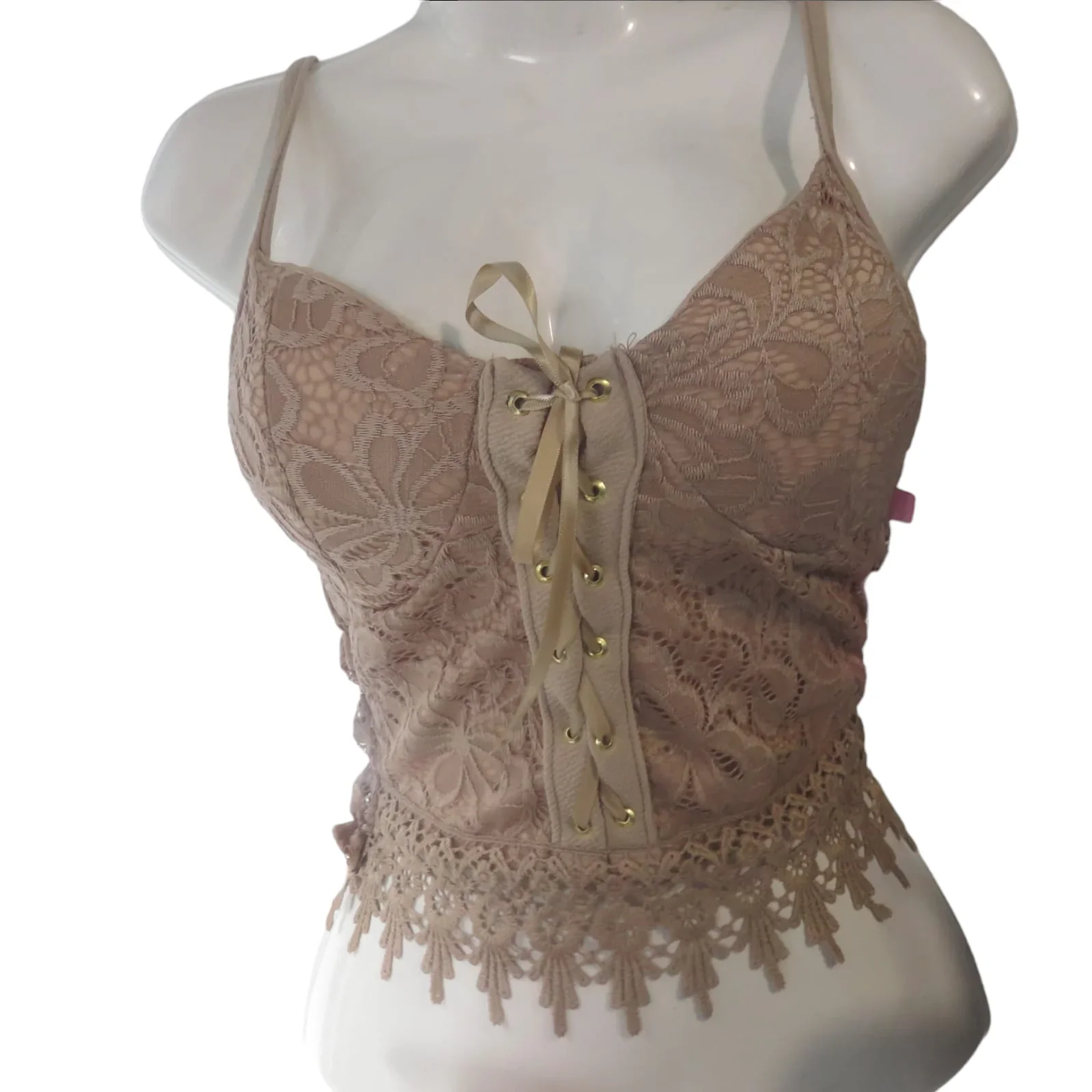 Crop top beige liston 3