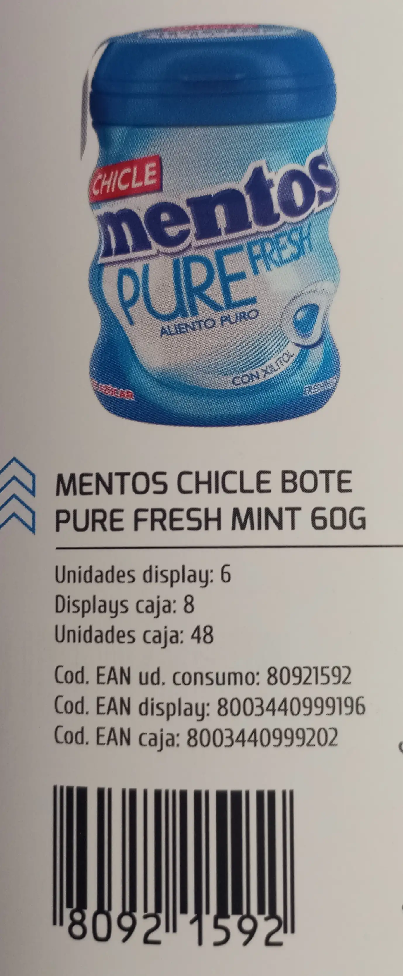 MENTOS CHICLE BOTE PURE FRESH MINT 