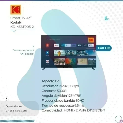 LED Tv 43" Kodak Led Fhd 60Hz KD-43ST005-2 3