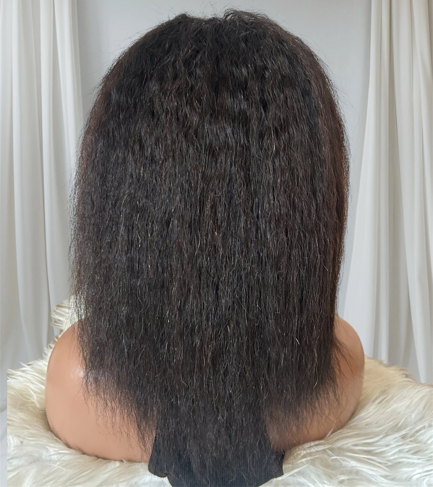 Peluca  cabello humano yaki ,14 pulgada, ,frontla 4x4  4