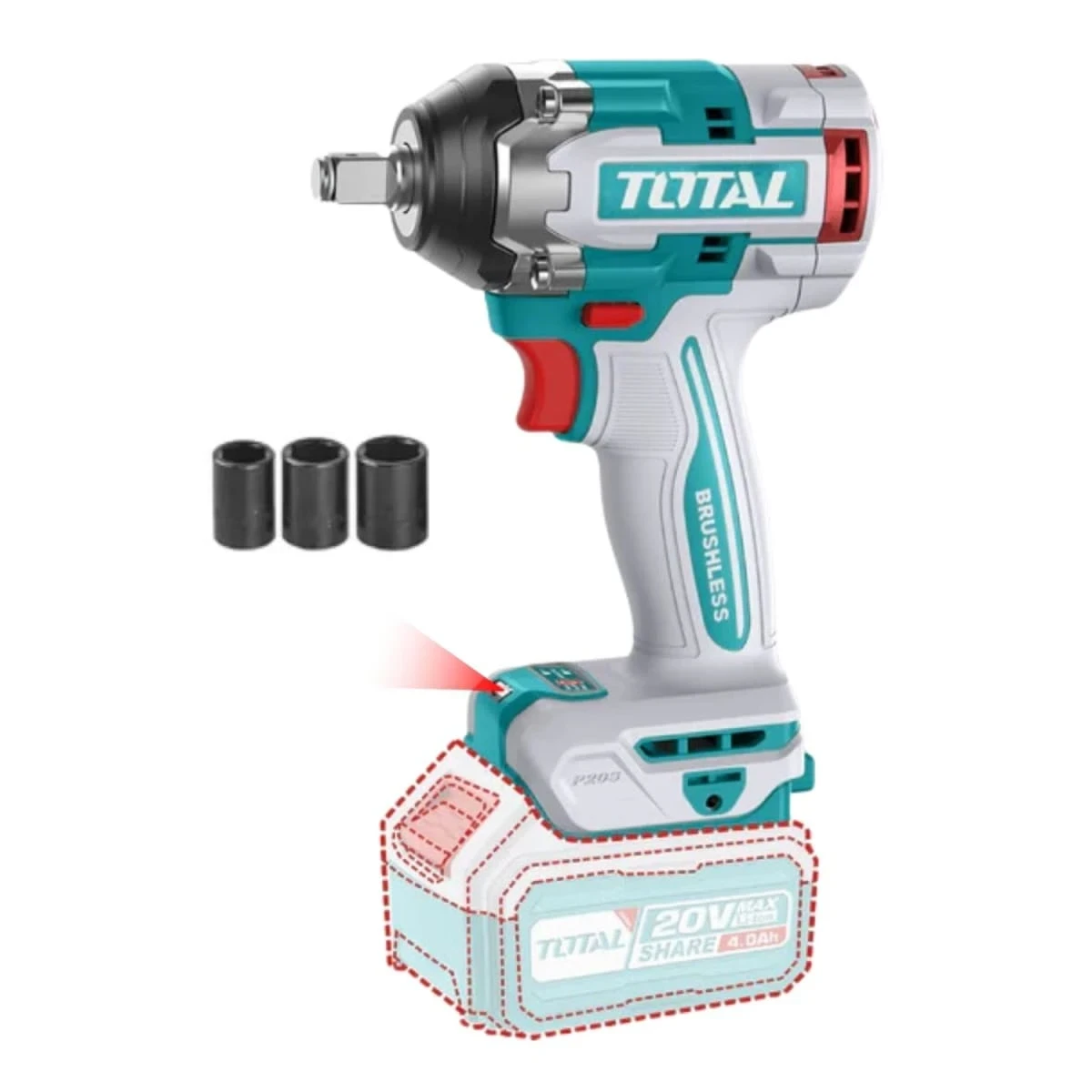 TOSLI240202-TIWLI20501 Taladro percutor + llave de impacto 500nm + rotomartillo + amoladora total  9