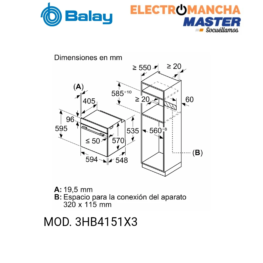 HORNO BALAY 3HB4151X3 MULTIF. INOX AIR FRY CLASE A+ 8