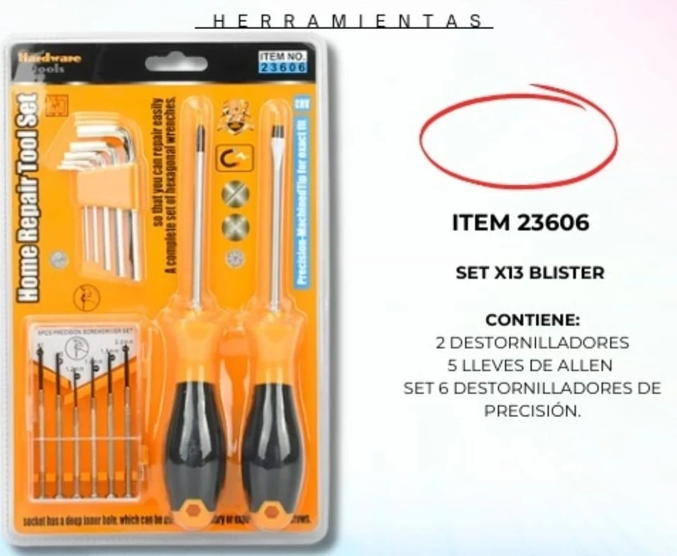Set x13 Blister destornilladores y allen
