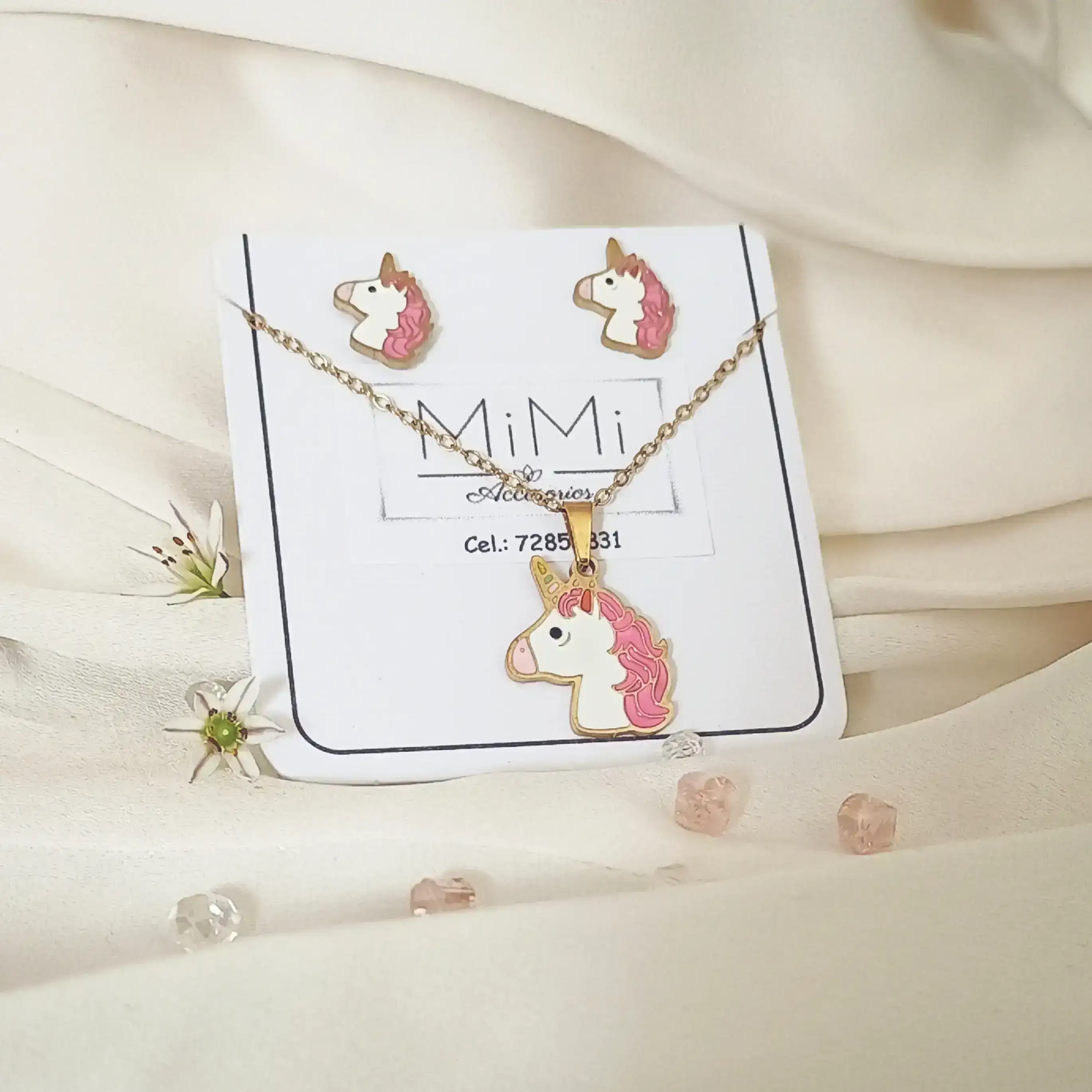 Juego de joyas unicornio en acero inoxidable 