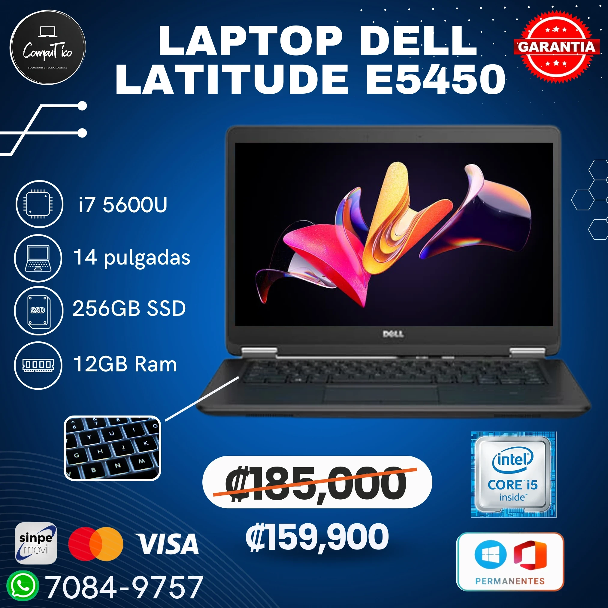 DELL LATITUDE E5450 i7 5600U 256/12GB 14"