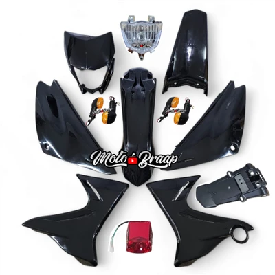 PL XTZ 125 Kit de plasticos Negros China IMUNI191 OKLCareta / Guardabarro / aletas tanque / pastas laterales / cola / guardabarro trasero / direccionales / stop / farola