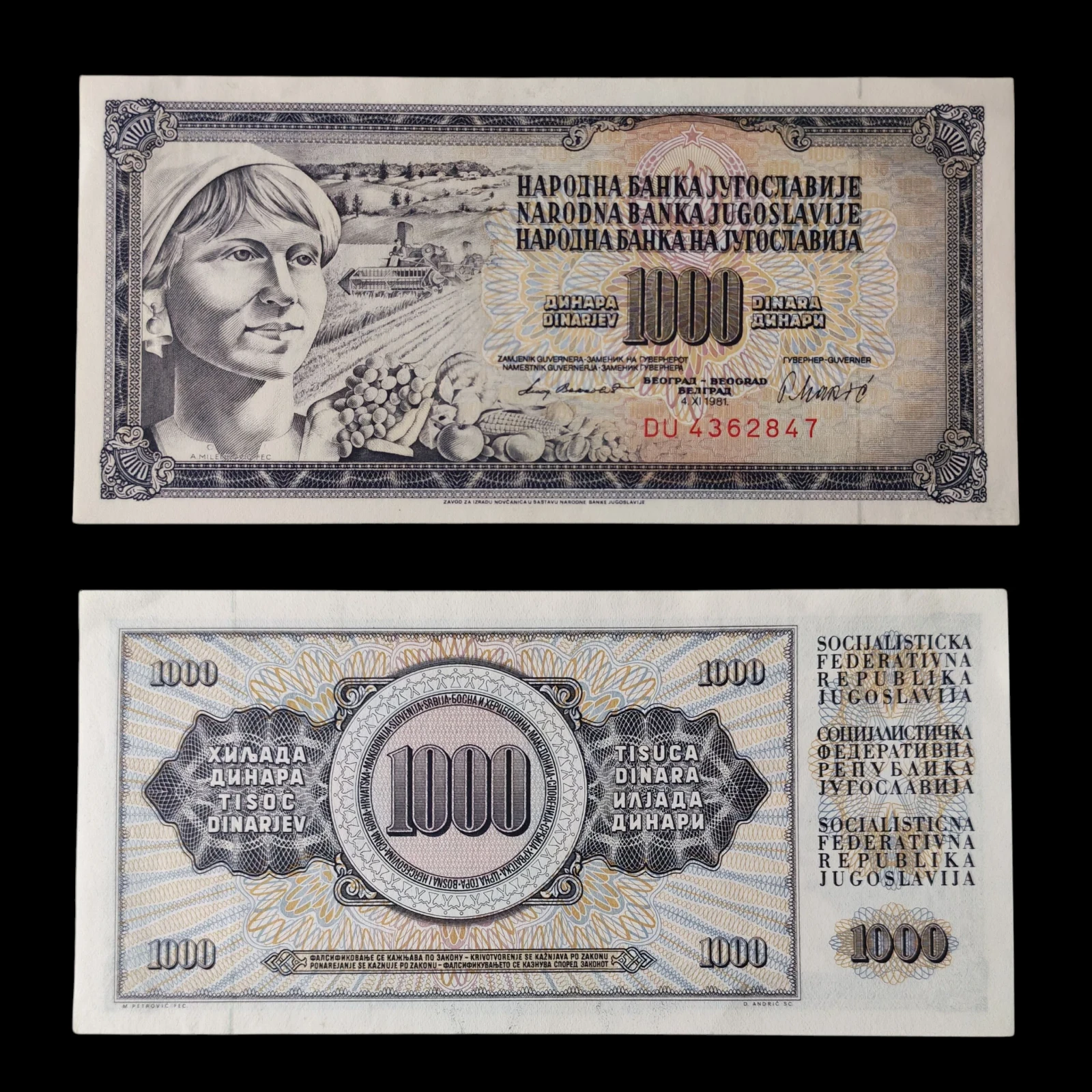 ° Yugoslavia 1000 dinares UNC 
