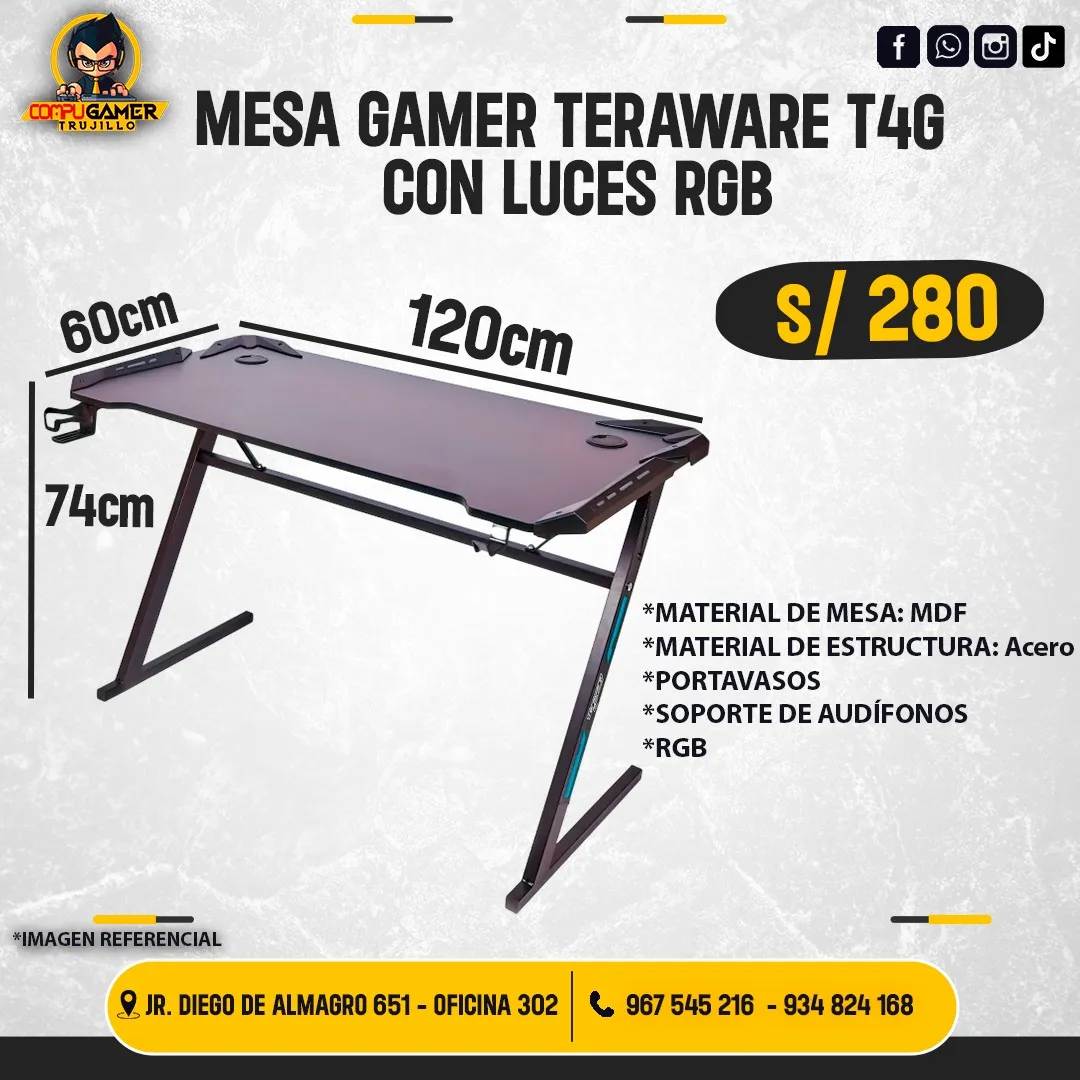 MESA GAMER TERAWARE T4G CON LUCES RGB
