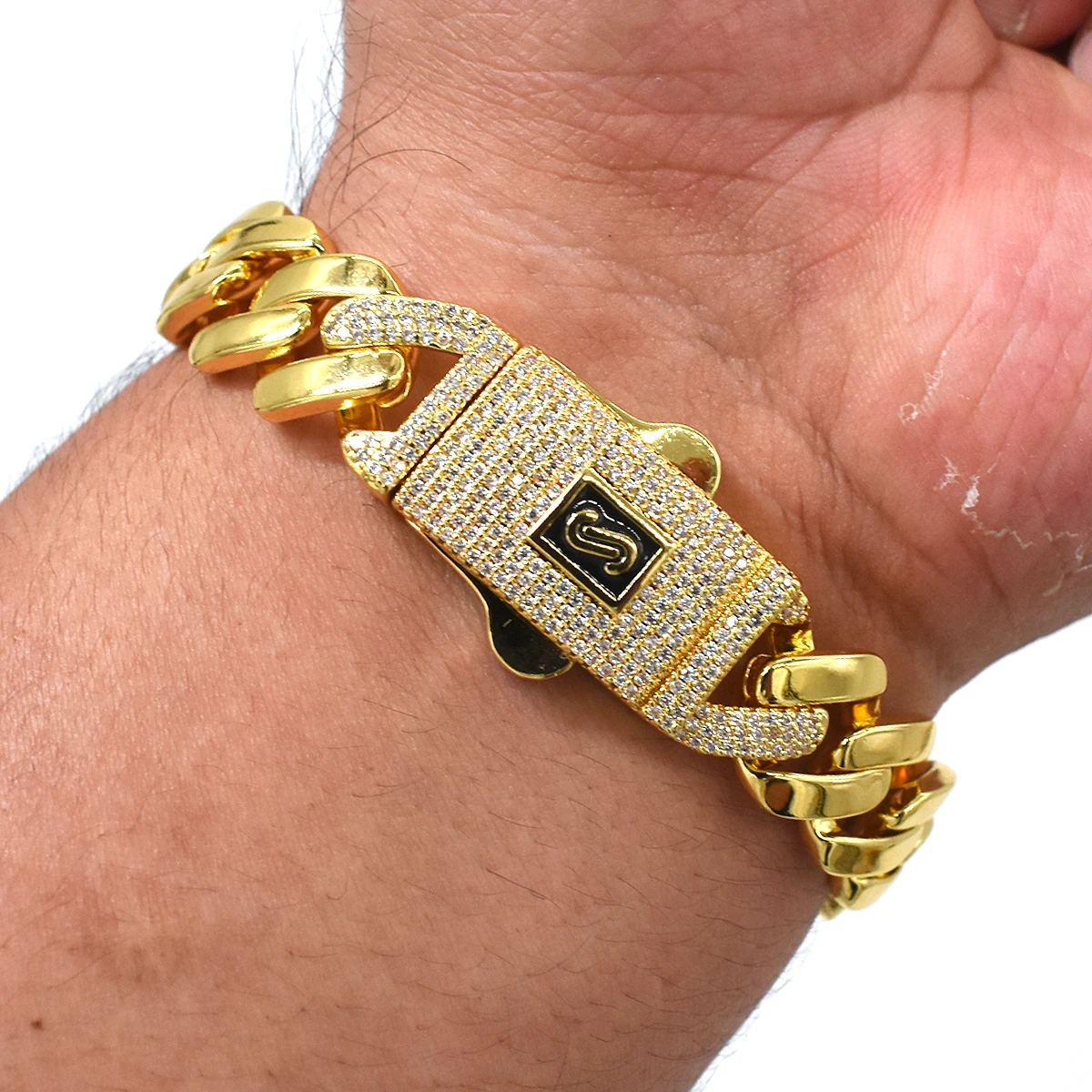 ESCLAVA GRUESA  EN ORO CON DIAMANTES 5