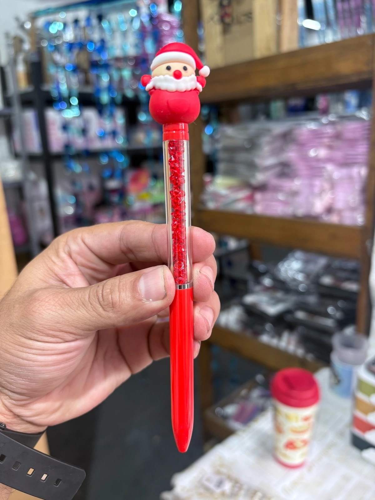 Docena de Plumas Navideñas Con Brillos Y Figuras 3D De Silicona 6